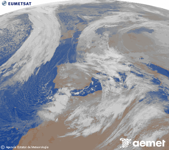 Imagen de la zona de Europa y Norte de �frica del canal infrarrojo del sat�lite Meteosat operacional en 0�N 0�W, procesada para darle color.&nbsp;igandea, 2026ko urtarrilak 18, ordua: 07:00