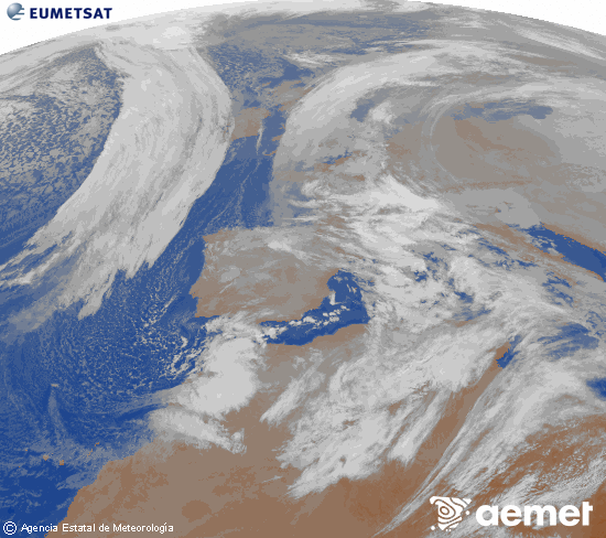 Imagen de la zona de Europa y Norte de �frica del canal infrarrojo del sat�lite Meteosat operacional en 0�N 0�W, procesada para darle color.&nbsp;igandea, 2026ko urtarrilak 18, ordua: 09:00