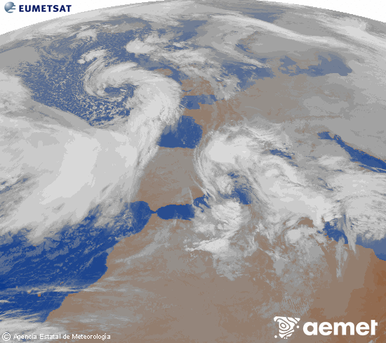 Imagen de la zona de Europa y Norte de �frica del canal infrarrojo del sat�lite Meteosat operacional en 0�N 0�W, procesada para darle color.&nbsp;dimarts, 20 de gener  2026 05:00