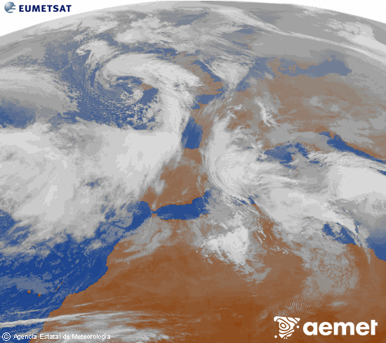 Imagen de la zona de Europa y Norte de �frica del canal infrarrojo del sat�lite Meteosat operacional en 0�N 0�W, procesada para darle color.&nbsp;asteartea, 2026ko urtarrilak 20, ordua: 12:00