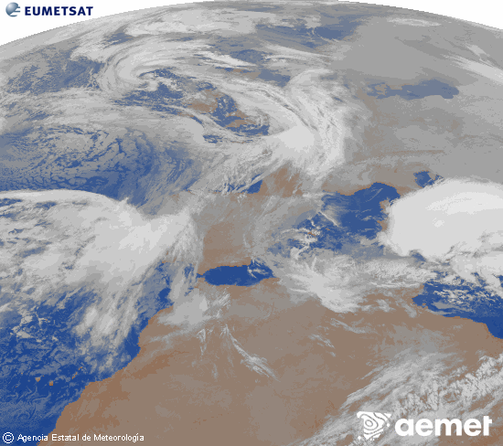 Imagen de la zona de Europa y Norte de �frica del canal infrarrojo del sat�lite Meteosat operacional en 0�N 0�W, procesada para darle color.&nbsp;dimecres, 21 de gener  2026 00:00