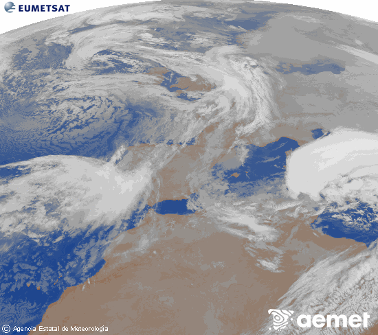 Imagen de la zona de Europa y Norte de �frica del canal infrarrojo del sat�lite Meteosat operacional en 0�N 0�W, procesada para darle color.&nbsp;mi�rcoles, 21 enero 2026 a las 03:00