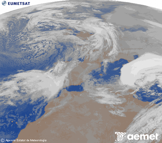 Imagen de la zona de Europa y Norte de �frica del canal infrarrojo del sat�lite Meteosat operacional en 0�N 0�W, procesada para darle color.&nbsp;mi�rcoles, 21 enero 2026 a las 05:00