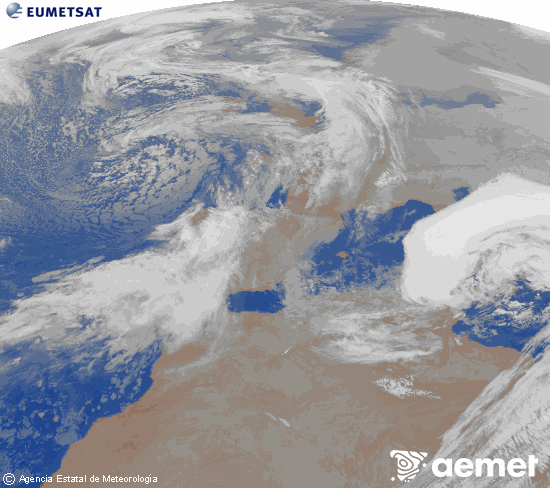 Imagen de la zona de Europa y Norte de �frica del canal infrarrojo del sat�lite Meteosat operacional en 0�N 0�W, procesada para darle color.&nbsp;mi�rcoles, 21 enero 2026 a las 07:00