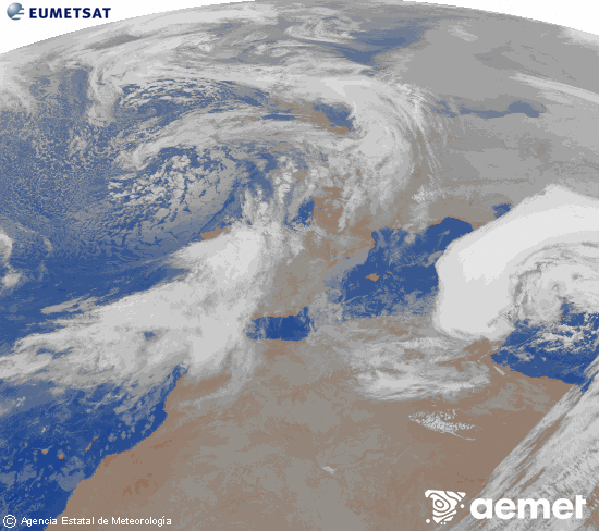 Imagen de la zona de Europa y Norte de �frica del canal infrarrojo del sat�lite Meteosat operacional en 0�N 0�W, procesada para darle color.&nbsp;dimecres, 21 de gener  2026 08:00