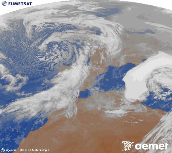 Imagen de la zona de Europa y Norte de �frica del canal infrarrojo del sat�lite Meteosat operacional en 0�N 0�W, procesada para darle color.&nbsp;mi�rcoles, 21 enero 2026 a las 10:00