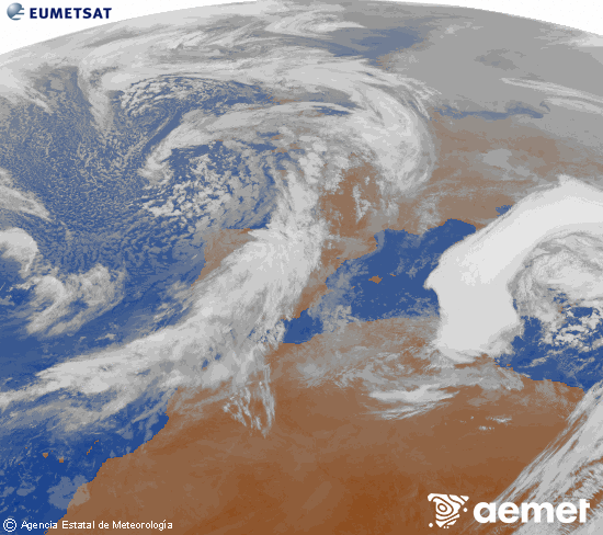 Imagen de la zona de Europa y Norte de �frica del canal infrarrojo del sat�lite Meteosat operacional en 0�N 0�W, procesada para darle color.&nbsp;mi�rcoles, 21 enero 2026 a las 11:00