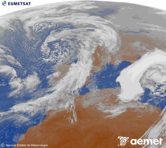 Imagen de la zona de Europa y Norte de �frica del canal infrarrojo del sat�lite Meteosat operacional en 0�N 0�W, procesada para darle color.&nbsp;mi�rcoles, 21 enero 2026 a las 12:00