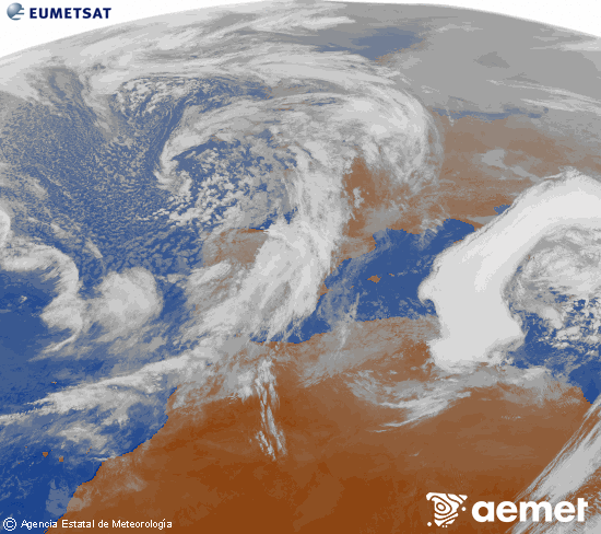 Imagen de la zona de Europa y Norte de �frica del canal infrarrojo del sat�lite Meteosat operacional en 0�N 0�W, procesada para darle color.&nbsp;mi�rcoles, 21 enero 2026 a las 13:00