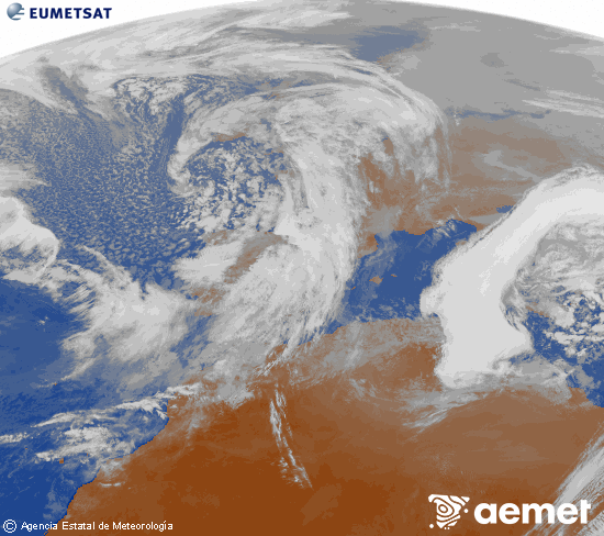 Imagen de la zona de Europa y Norte de �frica del canal infrarrojo del sat�lite Meteosat operacional en 0�N 0�W, procesada para darle color.&nbsp;mercredi, 21 janvier  2026 15:00
