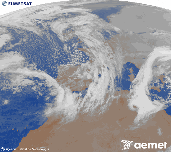 Imagen de la zona de Europa y Norte de �frica del canal infrarrojo del sat�lite Meteosat operacional en 0�N 0�W, procesada para darle color.&nbsp;jeudi, 22 janvier  2026 00:00