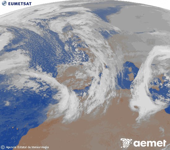 Imagen de la zona de Europa y Norte de �frica del canal infrarrojo del sat�lite Meteosat operacional en 0�N 0�W, procesada para darle color.&nbsp;jeudi, 22 janvier  2026 01:00