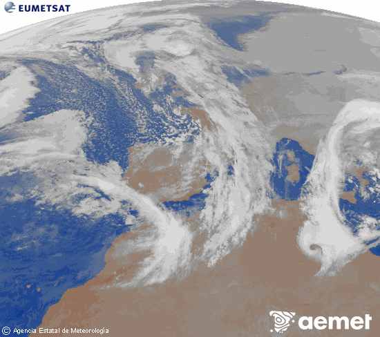 Imagen de la zona de Europa y Norte de �frica del canal infrarrojo del sat�lite Meteosat operacional en 0�N 0�W, procesada para darle color.&nbsp;osteguna, 2026ko urtarrilak 22, ordua: 03:00