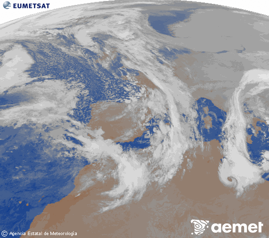 Imagen de la zona de Europa y Norte de �frica del canal infrarrojo del sat�lite Meteosat operacional en 0�N 0�W, procesada para darle color.&nbsp;osteguna, 2026ko urtarrilak 22, ordua: 05:00