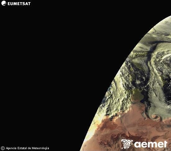 Esta imagen se genera utilizando informaci�n de los canales visibles del sat�lite METEOSAT perteneciente a la segunda generaci�n de sat�lites Meteosat (MSG). Por ese motivo, s�lo hay informaci�n en la zona iluminada por el sol. Adem�s, los canales han sido normalizados para que el brillo no dependa de la posici�n del sol.&nbsp;jeudi, 22 janvier  2026 08:00