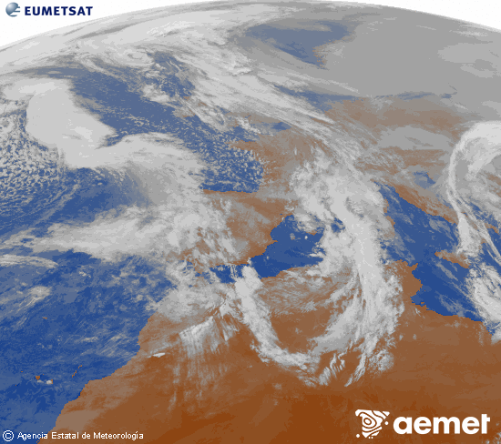 Imagen de la zona de Europa y Norte de �frica del canal infrarrojo del sat�lite Meteosat operacional en 0�N 0�W, procesada para darle color.&nbsp;osteguna, 2026ko urtarrilak 22, ordua: 12:00
