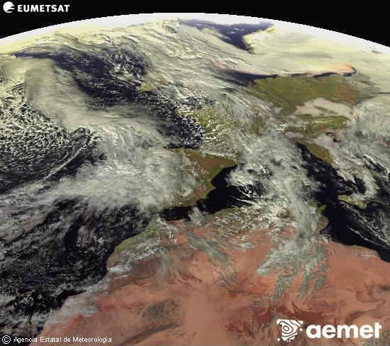 Esta imagen se genera utilizando informaci�n de los canales visibles del sat�lite METEOSAT perteneciente a la segunda generaci�n de sat�lites Meteosat (MSG). Por ese motivo, s�lo hay informaci�n en la zona iluminada por el sol. Adem�s, los canales han sido normalizados para que el brillo no dependa de la posici�n del sol.&nbsp;jeudi, 22 janvier  2026 14:00