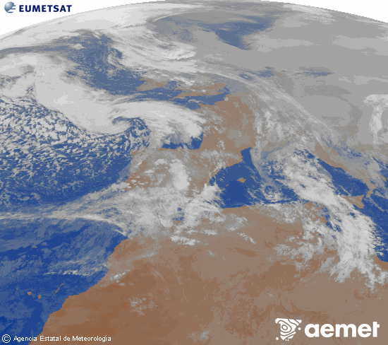 Imaxe da zona de Europa e Norte de �frica da canle infravermella do sat�lite Meteosat operacional en 0�N 0�W, procesada para darlle cor.&nbsp;xoves, 22 xaneiro  2026 21:00