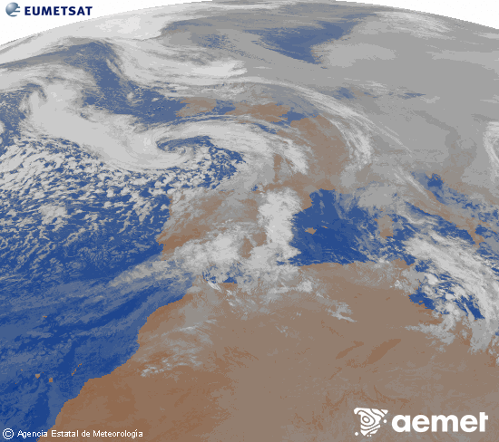 Imatge de la zona d'Europa i Nord d'�frica del canal infraroig del sat�l�lit Meteosat operacional en 0�N 0�W, processada per a donar-li color.&nbsp;divendres, 23 de gener  2026 02:00