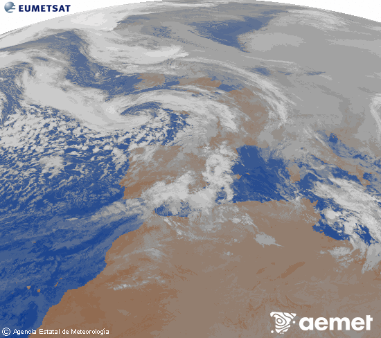 Imatge de la zona d'Europa i Nord d'�frica del canal infraroig del sat�l�lit Meteosat operacional en 0�N 0�W, processada per a donar-li color.&nbsp;divendres, 23 de gener  2026 03:00
