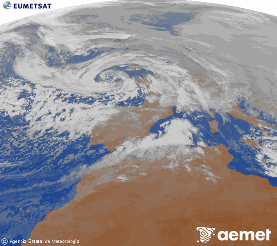 Imagen de la zona de Europa y Norte de �frica del canal infrarrojo del sat�lite Meteosat operacional en 0�N 0�W, procesada para darle color.&nbsp;viernes, 23 enero 2026 a las 10:00
