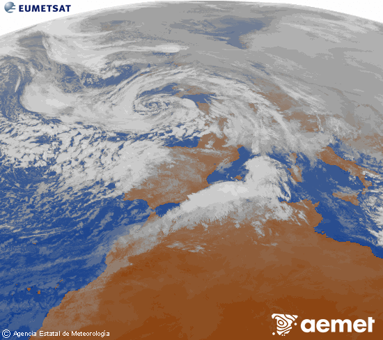 Imagen de la zona de Europa y Norte de �frica del canal infrarrojo del sat�lite Meteosat operacional en 0�N 0�W, procesada para darle color.&nbsp;ostirala, 2026ko urtarrilak 23, ordua: 12:00