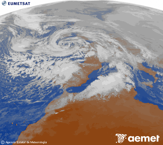 Imagen de la zona de Europa y Norte de �frica del canal infrarrojo del sat�lite Meteosat operacional en 0�N 0�W, procesada para darle color.&nbsp;Friday, 23 January  2026 15:00