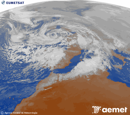 Imagen de la zona de Europa y Norte de �frica del canal infrarrojo del sat�lite Meteosat operacional en 0�N 0�W, procesada para darle color.&nbsp;Friday, 23 January  2026 16:00