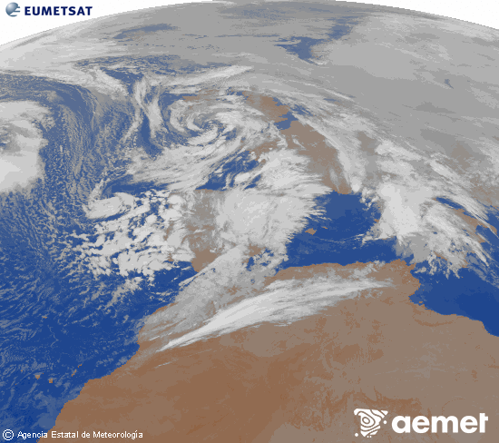 Imatge de la zona d'Europa i Nord d'�frica del canal infraroig del sat�l�lit Meteosat operacional en 0�N 0�W, processada per a donar-li color.&nbsp;dissabte, 24 de gener  2026 01:00
