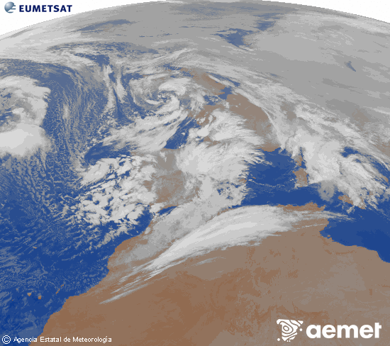 Imatge de la zona d'Europa i Nord d'�frica del canal infraroig del sat�l�lit Meteosat operacional en 0�N 0�W, processada per a donar-li color.&nbsp;dissabte, 24 de gener  2026 03:00