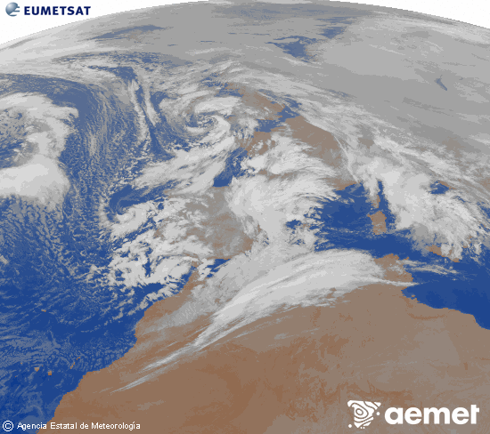 Imatge de la zona d'Europa i Nord d'�frica del canal infraroig del sat�l�lit Meteosat operacional en 0�N 0�W, processada per a donar-li color.&nbsp;dissabte, 24 de gener  2026 04:00