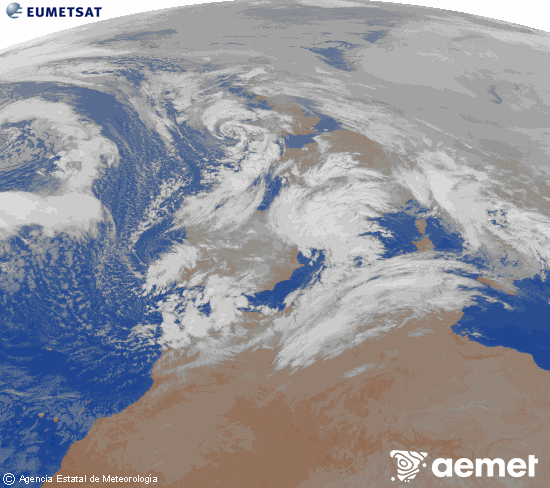 Imatge de la zona d'Europa i Nord d'�frica del canal infraroig del sat�l�lit Meteosat operacional en 0�N 0�W, processada per a donar-li color.&nbsp;dissabte, 24 de gener  2026 07:00