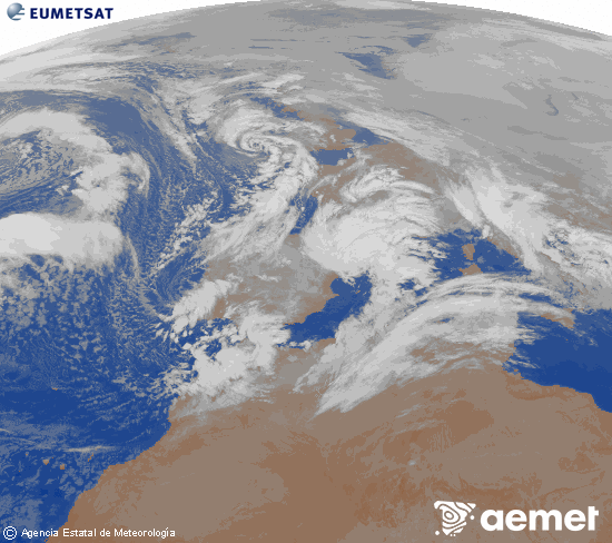 Imatge de la zona d'Europa i Nord d'�frica del canal infraroig del sat�l�lit Meteosat operacional en 0�N 0�W, processada per a donar-li color.&nbsp;dissabte, 24 de gener  2026 08:00