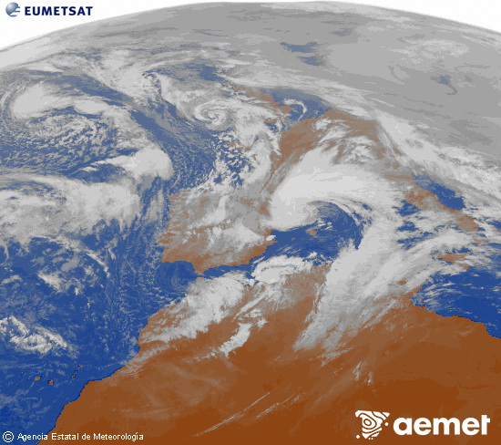 Imagen de la zona de Europa y Norte de �frica del canal infrarrojo del sat�lite Meteosat operacional en 0�N 0�W, procesada para darle color.&nbsp;samedi, 24 janvier  2026 15:00