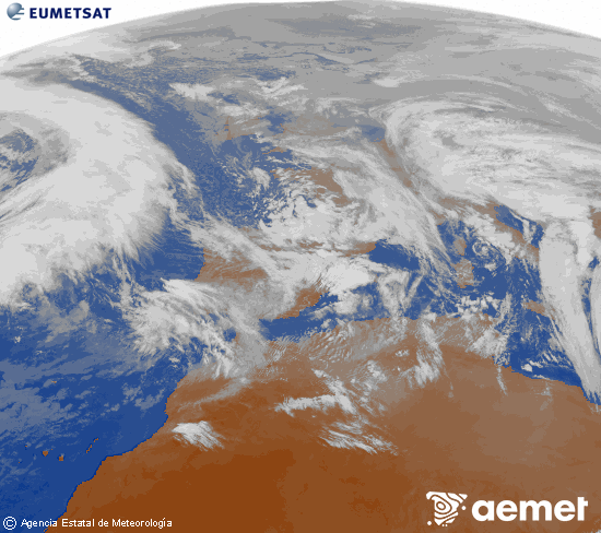 Imagen de la zona de Europa y Norte de �frica del canal infrarrojo del sat�lite Meteosat operacional en 0�N 0�W, procesada para darle color.&nbsp;diumenge, 25 de gener  2026 16:00