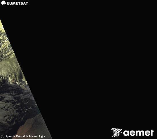 Aquesta imatge es genera utilitzant informaci� dels canals visibles del sat�l�lit METEOSAT, que pertany a la segona generaci� de sat�l�lits Meteosat (MSG). Per aquest motiu, nom�s hi ha informaci� en la zona il�luminada pel sol. A m�s, els canals han sigut normalitzats perqu� la lluentor no depenga de la posici� del sol.&nbsp;diumenge, 25 de gener  2026 19:00