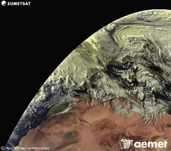 Aquesta imatge es genera utilitzant informaci� dels canals visibles del sat�l�lit METEOSAT, que pertany a la segona generaci� de sat�l�lits Meteosat (MSG). Per aquest motiu, nom�s hi ha informaci� en la zona il�luminada pel sol. A m�s, els canals han sigut normalitzats perqu� la lluentor no depenga de la posici� del sol.&nbsp;dilluns, 26 de gener  2026 09:00