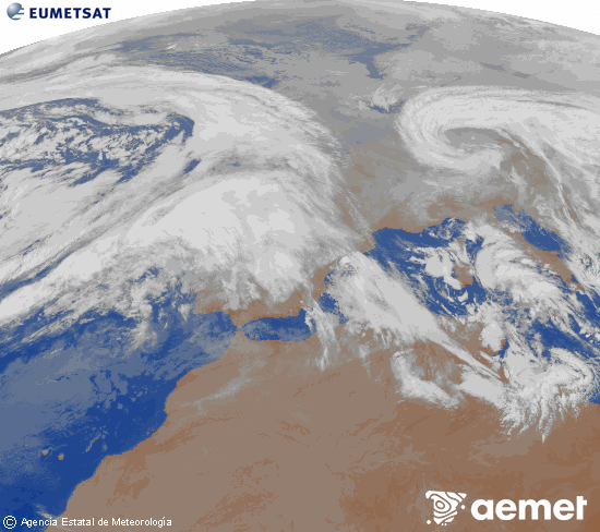Imagen de la zona de Europa y Norte de �frica del canal infrarrojo del sat�lite Meteosat operacional en 0�N 0�W, procesada para darle color.&nbsp;Monday, 26 January  2026 09:00