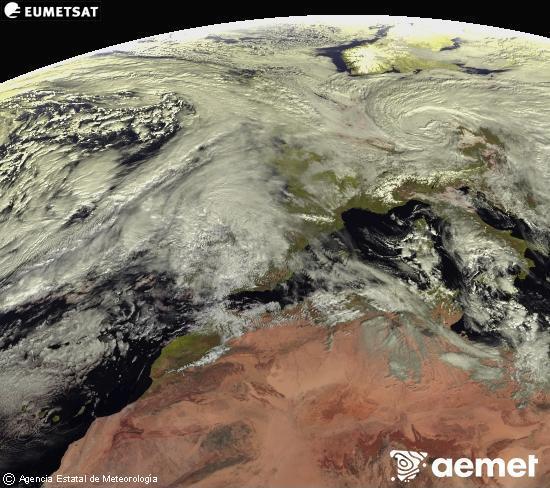 Aquesta imatge es genera utilitzant informaci� dels canals visibles del sat�l�lit METEOSAT, que pertany a la segona generaci� de sat�l�lits Meteosat (MSG). Per aquest motiu, nom�s hi ha informaci� en la zona il�luminada pel sol. A m�s, els canals han sigut normalitzats perqu� la lluentor no depenga de la posici� del sol.&nbsp;dilluns, 26 de gener  2026 12:00