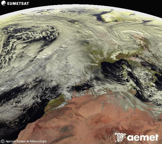 Aquesta imatge es genera utilitzant informaci� dels canals visibles del sat�l�lit METEOSAT, que pertany a la segona generaci� de sat�l�lits Meteosat (MSG). Per aquest motiu, nom�s hi ha informaci� en la zona il�luminada pel sol. A m�s, els canals han sigut normalitzats perqu� la lluentor no depenga de la posici� del sol.&nbsp;dilluns, 26 de gener  2026 14:00