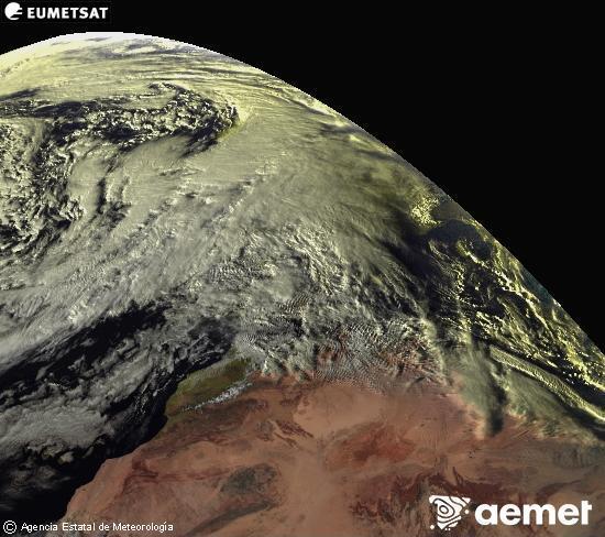Esta imagen se genera utilizando informaci�n de los canales visibles del sat�lite METEOSAT perteneciente a la segunda generaci�n de sat�lites Meteosat (MSG). Por ese motivo, s�lo hay informaci�n en la zona iluminada por el sol. Adem�s, los canales han sido normalizados para que el brillo no dependa de la posici�n del sol.&nbsp;Monday, 26 January  2026 17:00