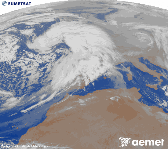 Imagen de la zona de Europa y Norte de �frica del canal infrarrojo del sat�lite Meteosat operacional en 0�N 0�W, procesada para darle color.&nbsp;mardi, 27 janvier  2026 04:00