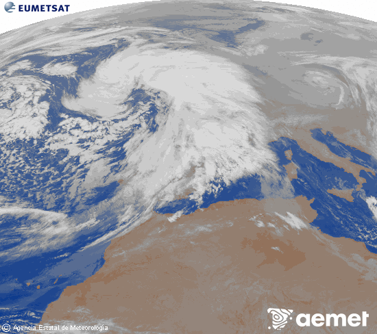 Imagen de la zona de Europa y Norte de �frica del canal infrarrojo del sat�lite Meteosat operacional en 0�N 0�W, procesada para darle color.&nbsp;mardi, 27 janvier  2026 06:00