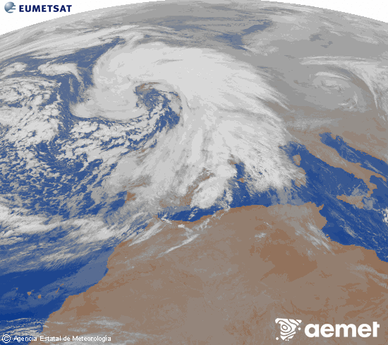 Imagen de la zona de Europa y Norte de �frica del canal infrarrojo del sat�lite Meteosat operacional en 0�N 0�W, procesada para darle color.&nbsp;mardi, 27 janvier  2026 08:00