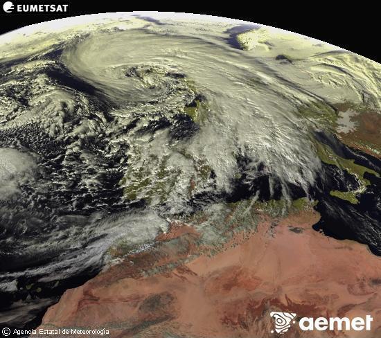 Esta imagen se genera utilizando informaci�n de los canales visibles del sat�lite METEOSAT perteneciente a la segunda generaci�n de sat�lites Meteosat (MSG). Por ese motivo, s�lo hay informaci�n en la zona iluminada por el sol. Adem�s, los canales han sido normalizados para que el brillo no dependa de la posici�n del sol.&nbsp;asteartea, 2026ko urtarrilak 27, ordua: 15:00