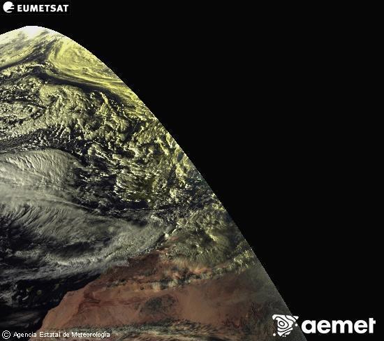 Esta imagen se genera utilizando informaci�n de los canales visibles del sat�lite METEOSAT perteneciente a la segunda generaci�n de sat�lites Meteosat (MSG). Por ese motivo, s�lo hay informaci�n en la zona iluminada por el sol. Adem�s, los canales han sido normalizados para que el brillo no dependa de la posici�n del sol.&nbsp;asteartea, 2026ko urtarrilak 27, ordua: 18:00