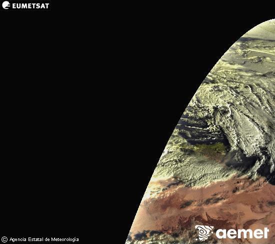 Esta imagen se genera utilizando informaci�n de los canales visibles del sat�lite METEOSAT perteneciente a la segunda generaci�n de sat�lites Meteosat (MSG). Por ese motivo, s�lo hay informaci�n en la zona iluminada por el sol. Adem�s, los canales han sido normalizados para que el brillo no dependa de la posici�n del sol.&nbsp;asteazkena, 2026ko urtarrilak 28, ordua: 08:00