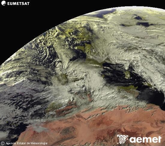 Esta imagen se genera utilizando informaci�n de los canales visibles del sat�lite METEOSAT perteneciente a la segunda generaci�n de sat�lites Meteosat (MSG). Por ese motivo, s�lo hay informaci�n en la zona iluminada por el sol. Adem�s, los canales han sido normalizados para que el brillo no dependa de la posici�n del sol.&nbsp;asteazkena, 2026ko urtarrilak 28, ordua: 10:00
