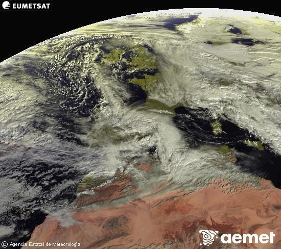 Esta imagen se genera utilizando informaci�n de los canales visibles del sat�lite METEOSAT perteneciente a la segunda generaci�n de sat�lites Meteosat (MSG). Por ese motivo, s�lo hay informaci�n en la zona iluminada por el sol. Adem�s, los canales han sido normalizados para que el brillo no dependa de la posici�n del sol.&nbsp;asteazkena, 2026ko urtarrilak 28, ordua: 11:00