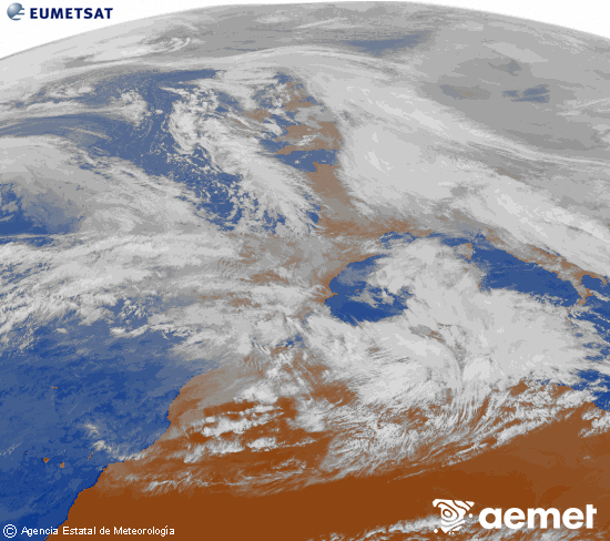 Imagen de la zona de Europa y Norte de �frica del canal infrarrojo del sat�lite Meteosat operacional en 0�N 0�W, procesada para darle color.&nbsp;Wednesday, 28 January  2026 16:00